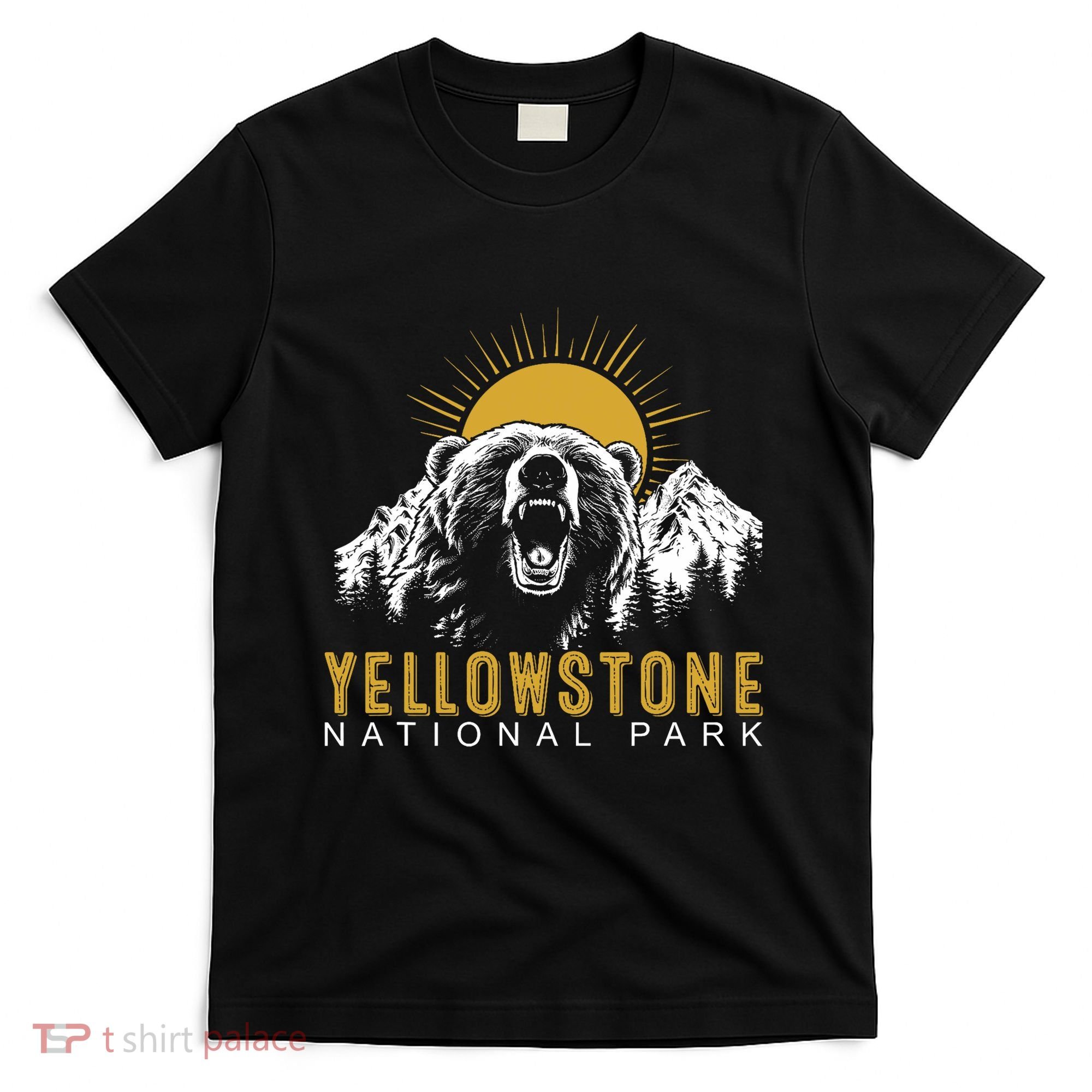 Yellowstone National Park Vintage Wild Bear Sunset T-Shirt