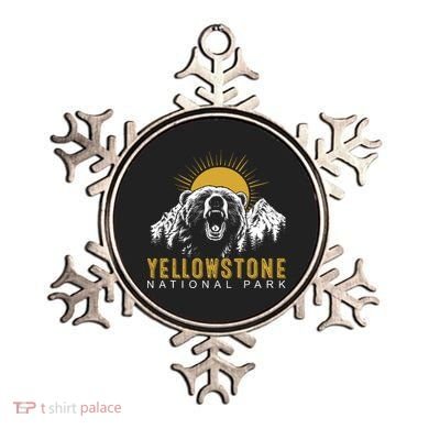 Yellowstone National Park Vintage Wild Bear Sunset Ornament