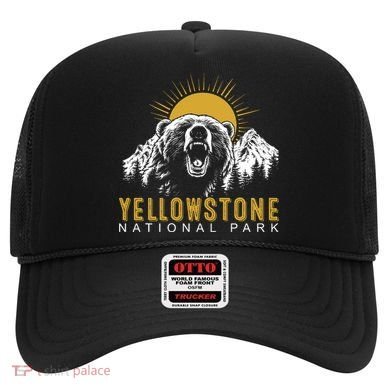 Yellowstone National Park Vintage Wild Bear Sunset Hat