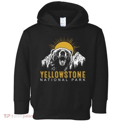 Yellowstone National Park Vintage Wild Bear Sunset Toddler Hoodie