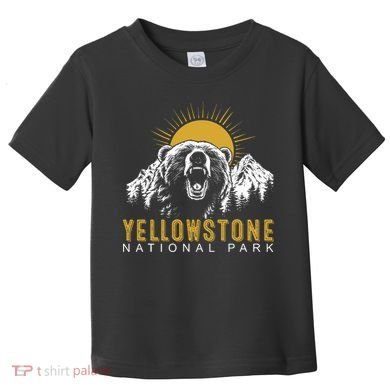 Yellowstone National Park Vintage Wild Bear Sunset Toddler T-Shirt