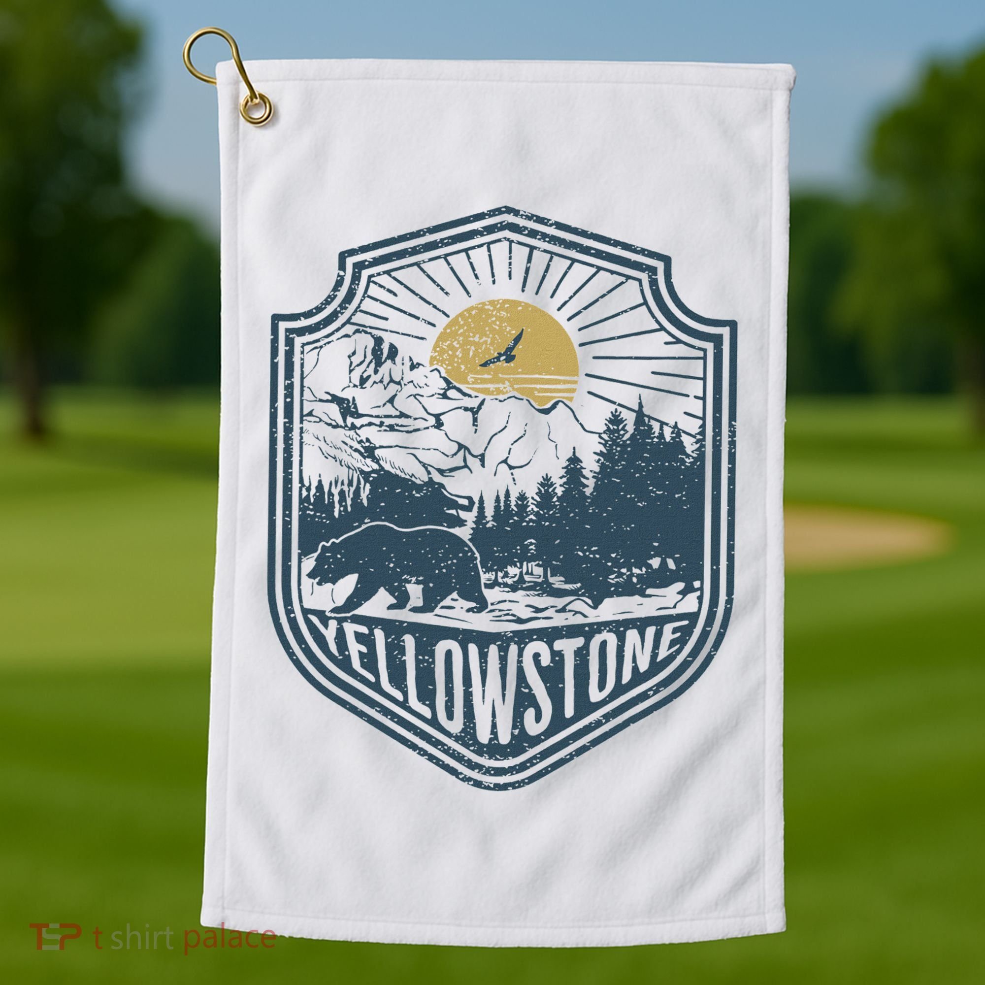 Yellowstone National Park Bear Nature Hiking Outdoors Golf Towel
