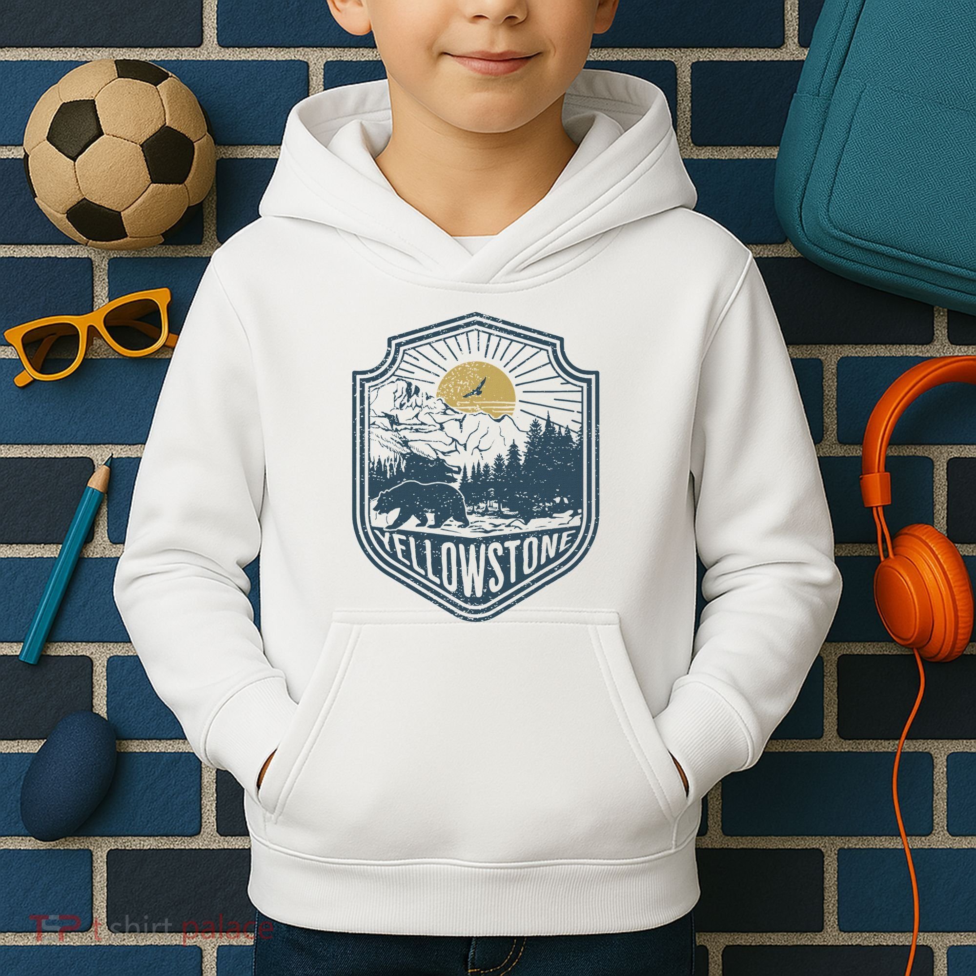Yellowstone National Park Bear Nature Hiking Outdoors Kids Hoodie