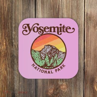 Yosemite National Park Retro 60s Half Dome Graphic Great Gift Coaster