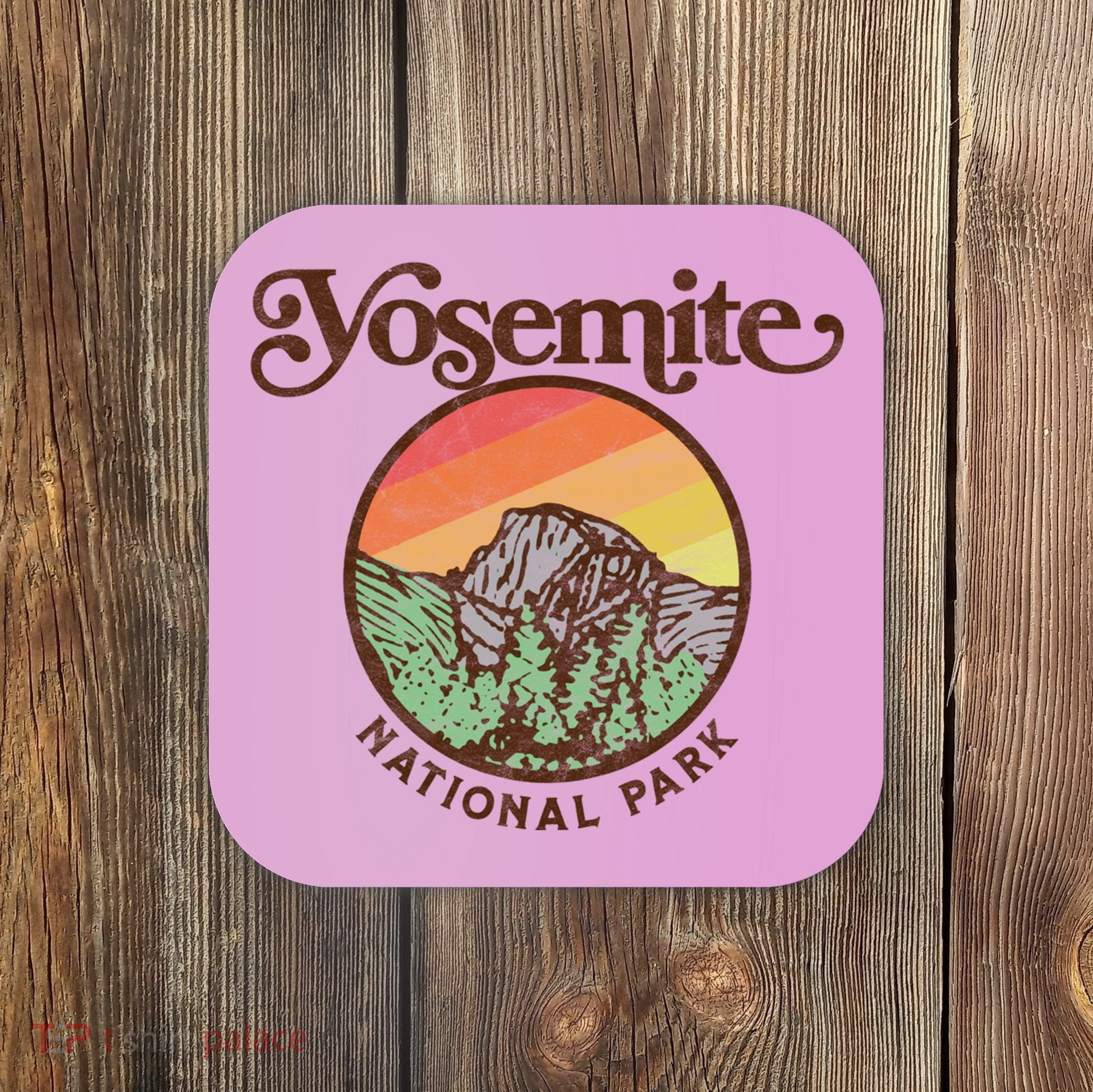 Yosemite National Park Retro 60s Half Dome Graphic Great Gift Coaster