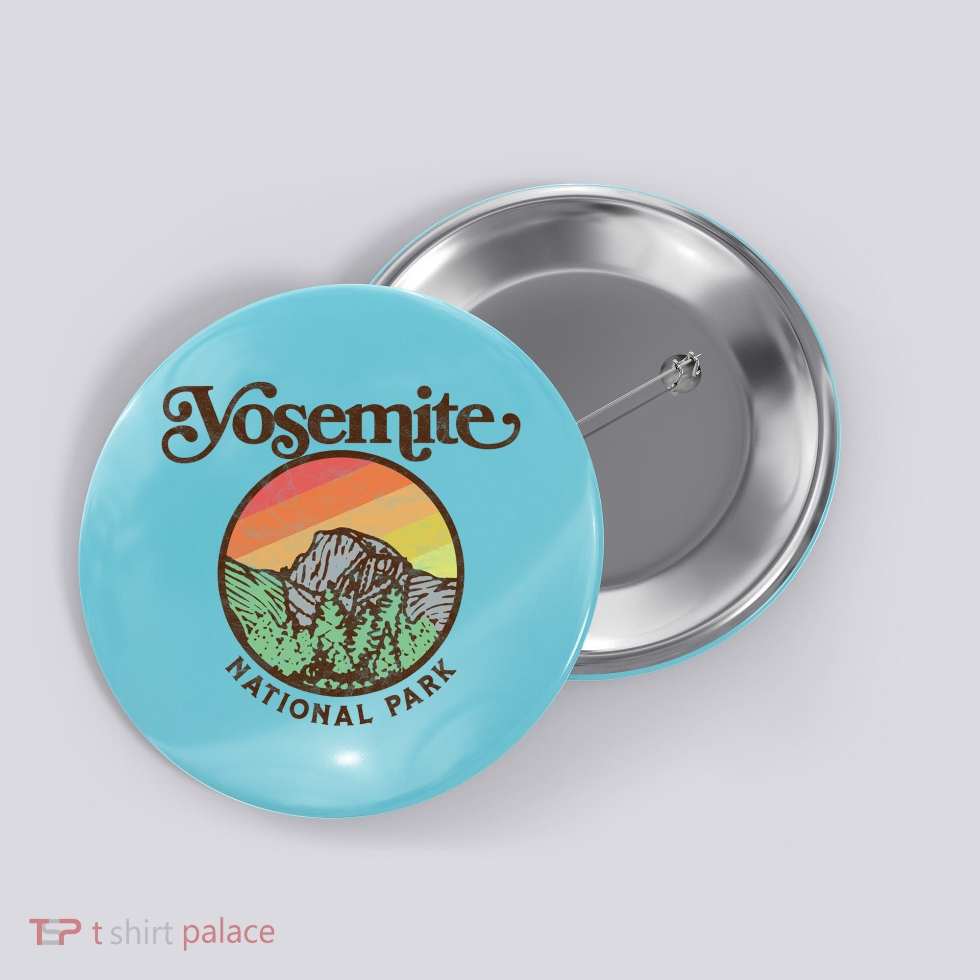 Yosemite National Park Retro 60s Half Dome Graphic Great Gift Button