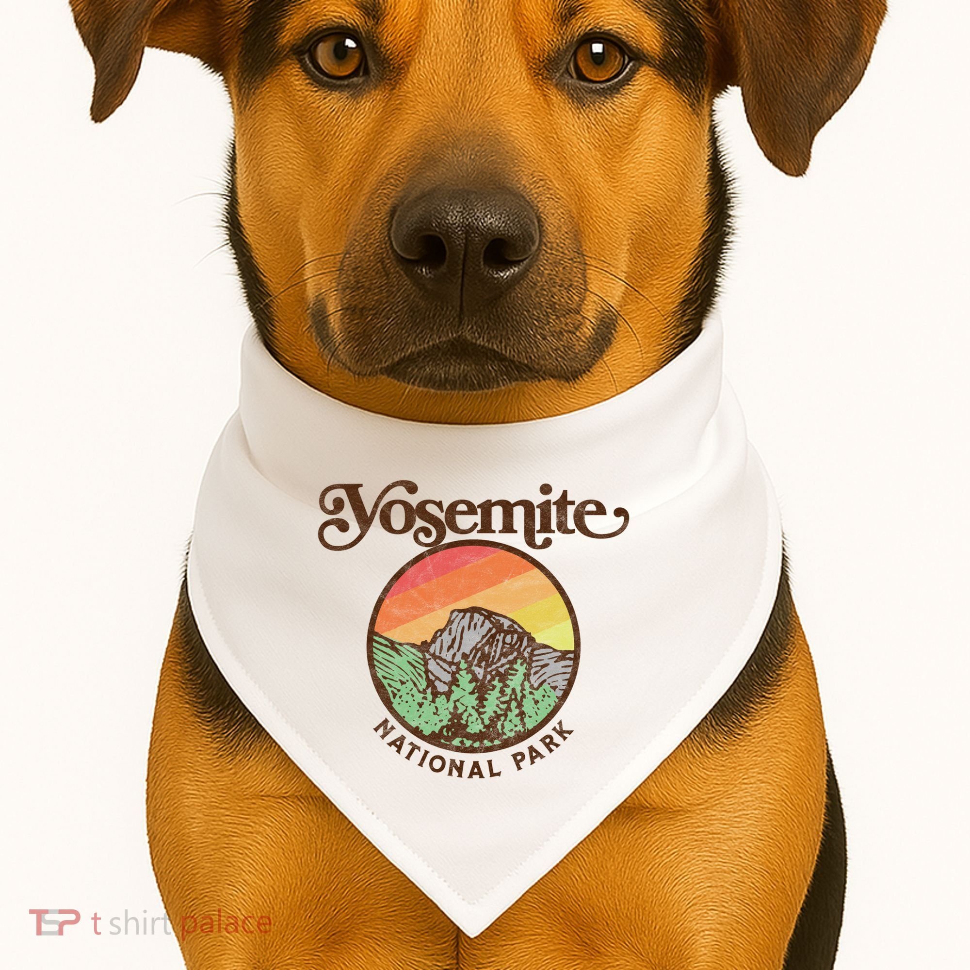Yosemite National Park Retro 60s Half Dome Graphic Great Gift USA-Made Doggie Bandana