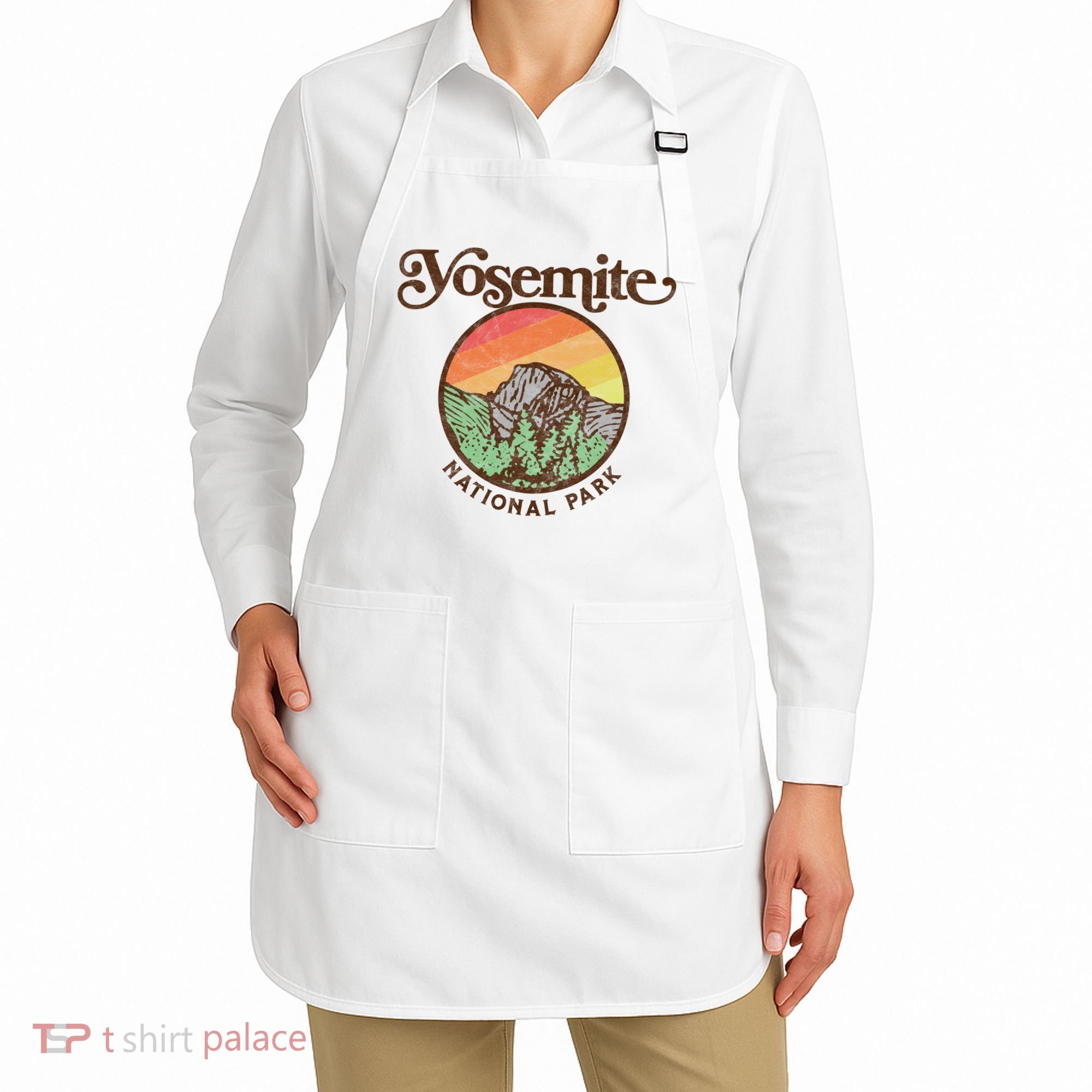Yosemite National Park Retro 60s Half Dome Graphic Great Gift Apron