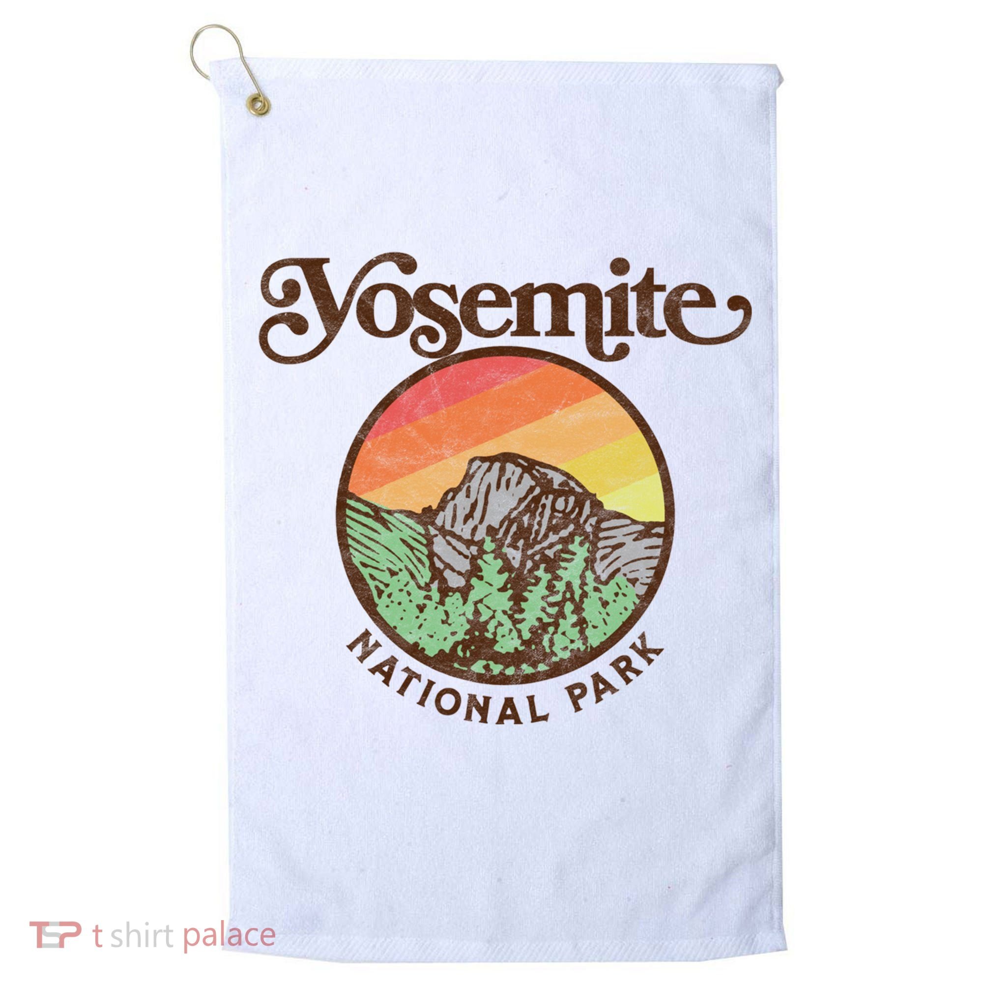 Yosemite National Park Retro 60s Half Dome Graphic Great Gift Golf Towel