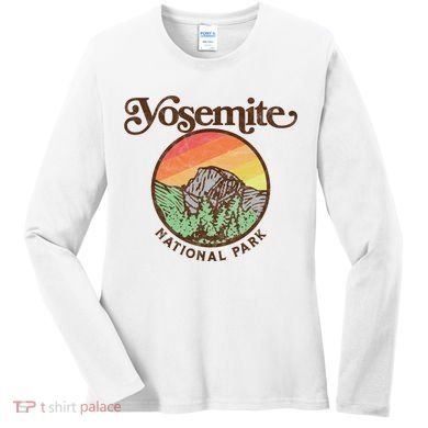 Yosemite National Park Retro 60s Half Dome Graphic Great Gift Women's Long Sleeve Shirt