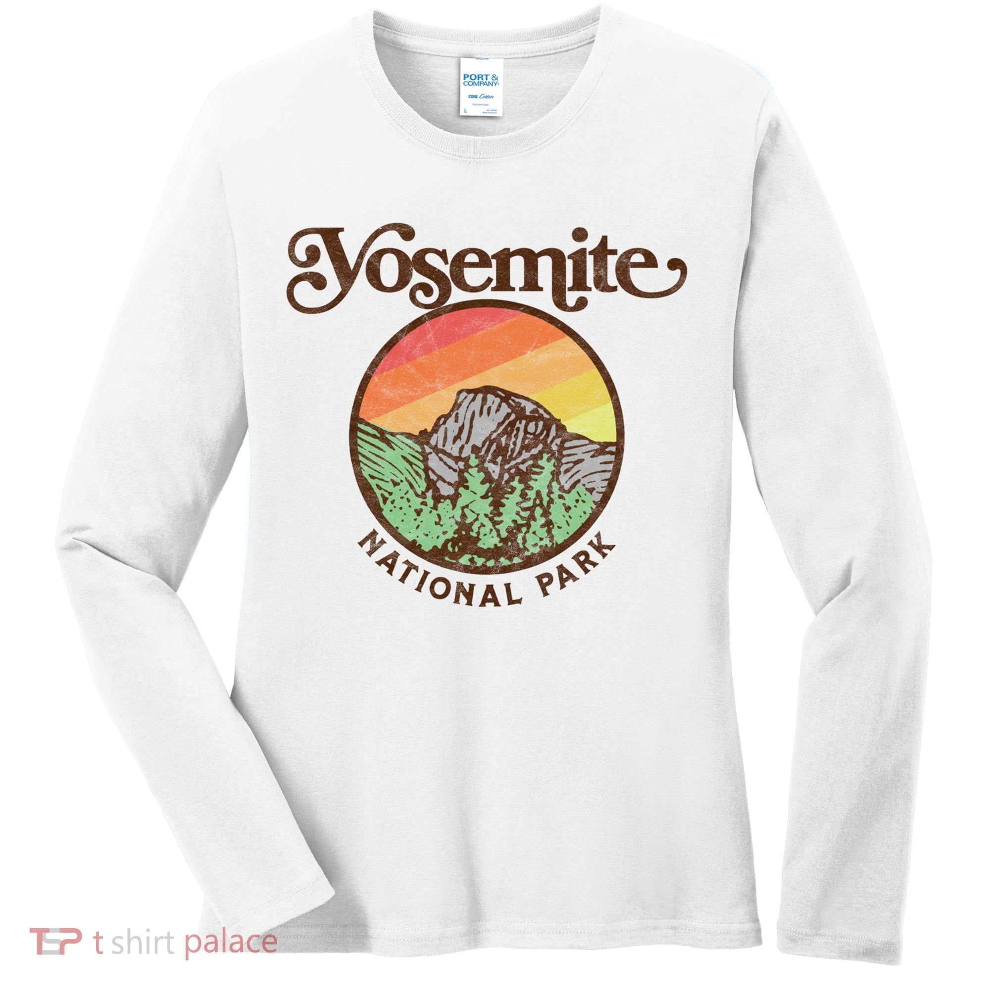 Yosemite National Park Retro 60s Half Dome Graphic Great Gift Women's Long Sleeve Shirt