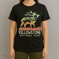 Yellowstone National Park Retro Vintage Mountain Elk T-Shirt thumb 4