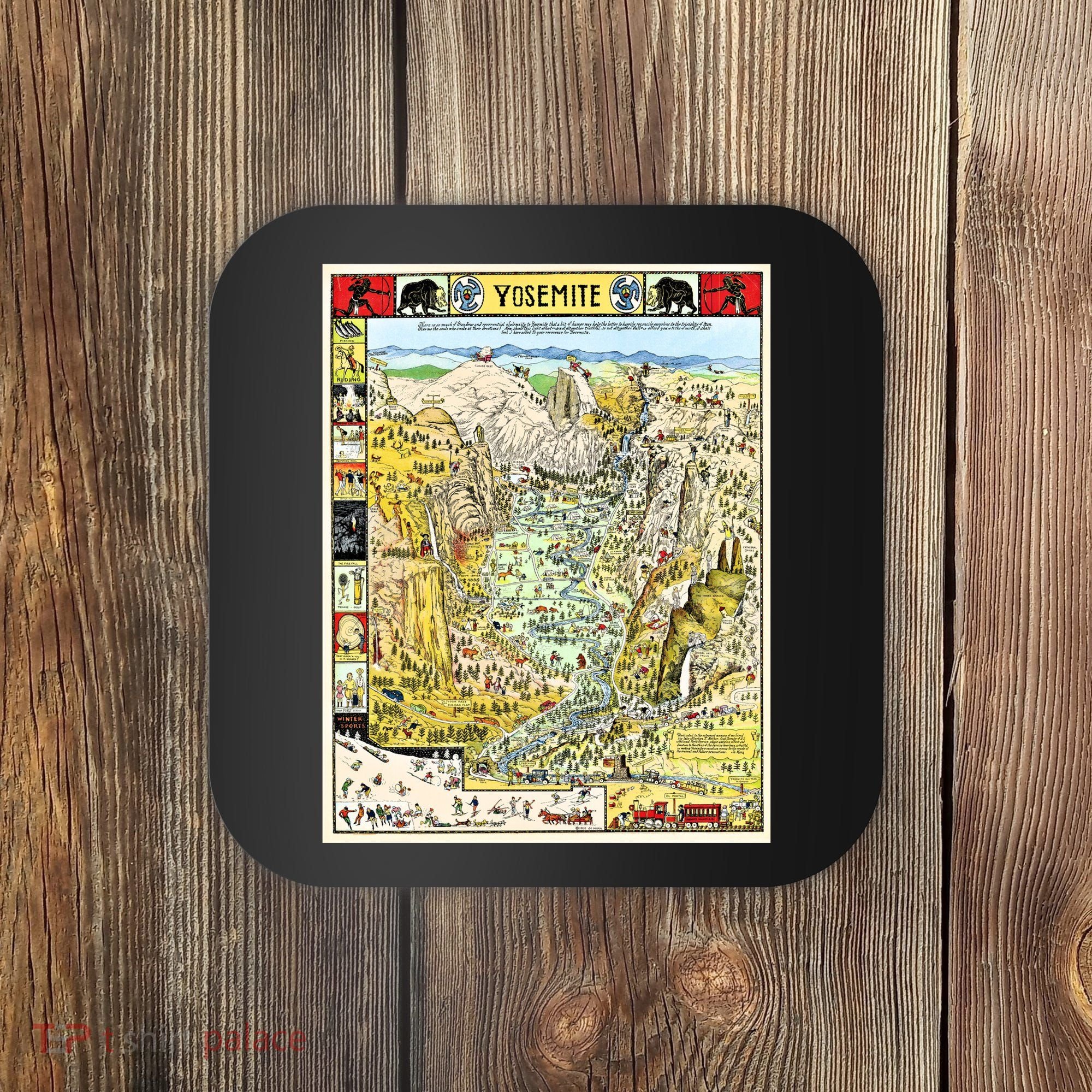 Yosemite National Park 1931 Decorative Pictorial Map Coaster