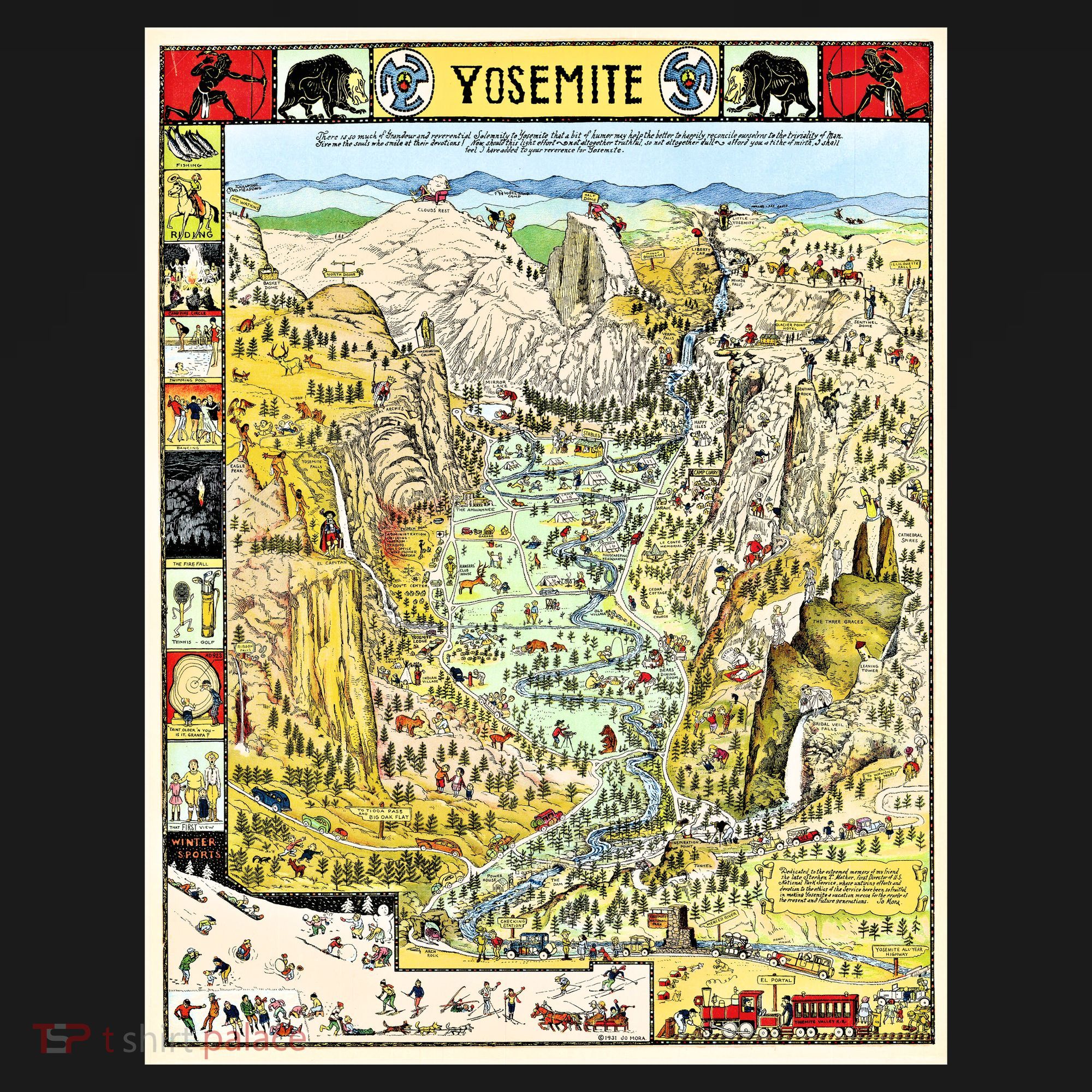 Yosemite National Park 1931 Decorative Pictorial Map Coaster