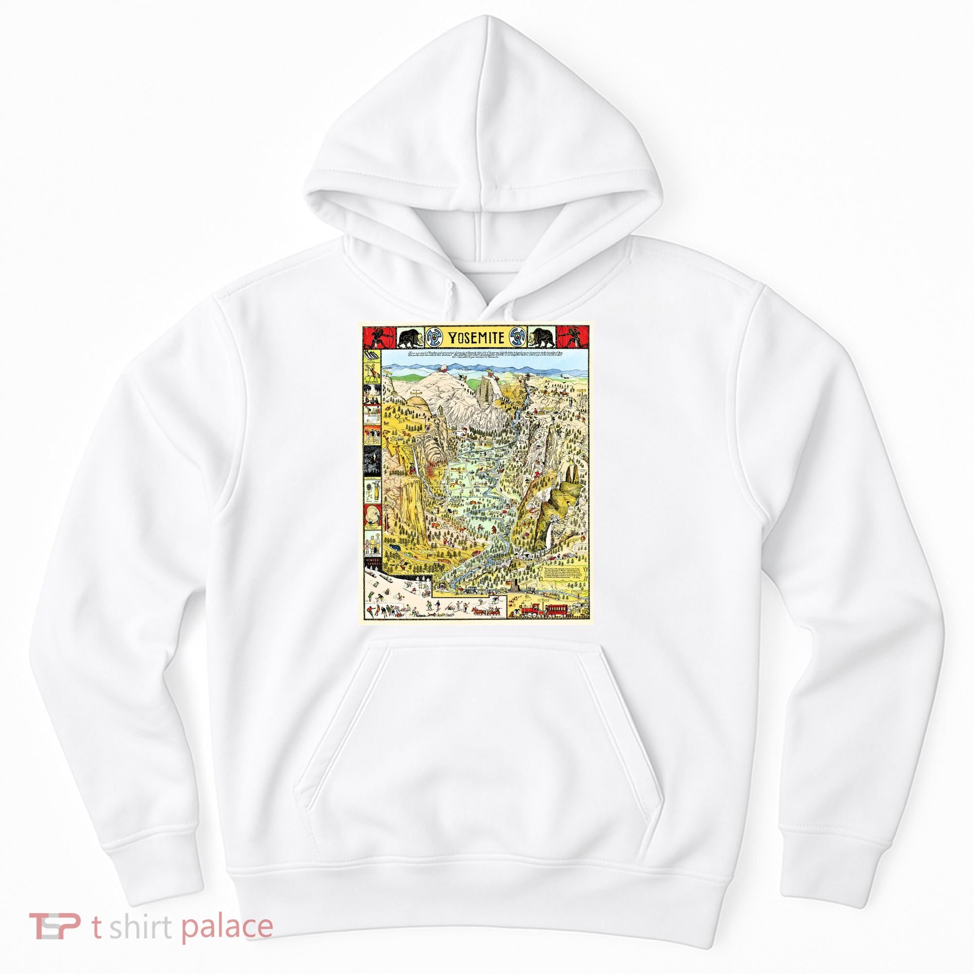 Yosemite National Park 1931 Decorative Pictorial Map Hoodie