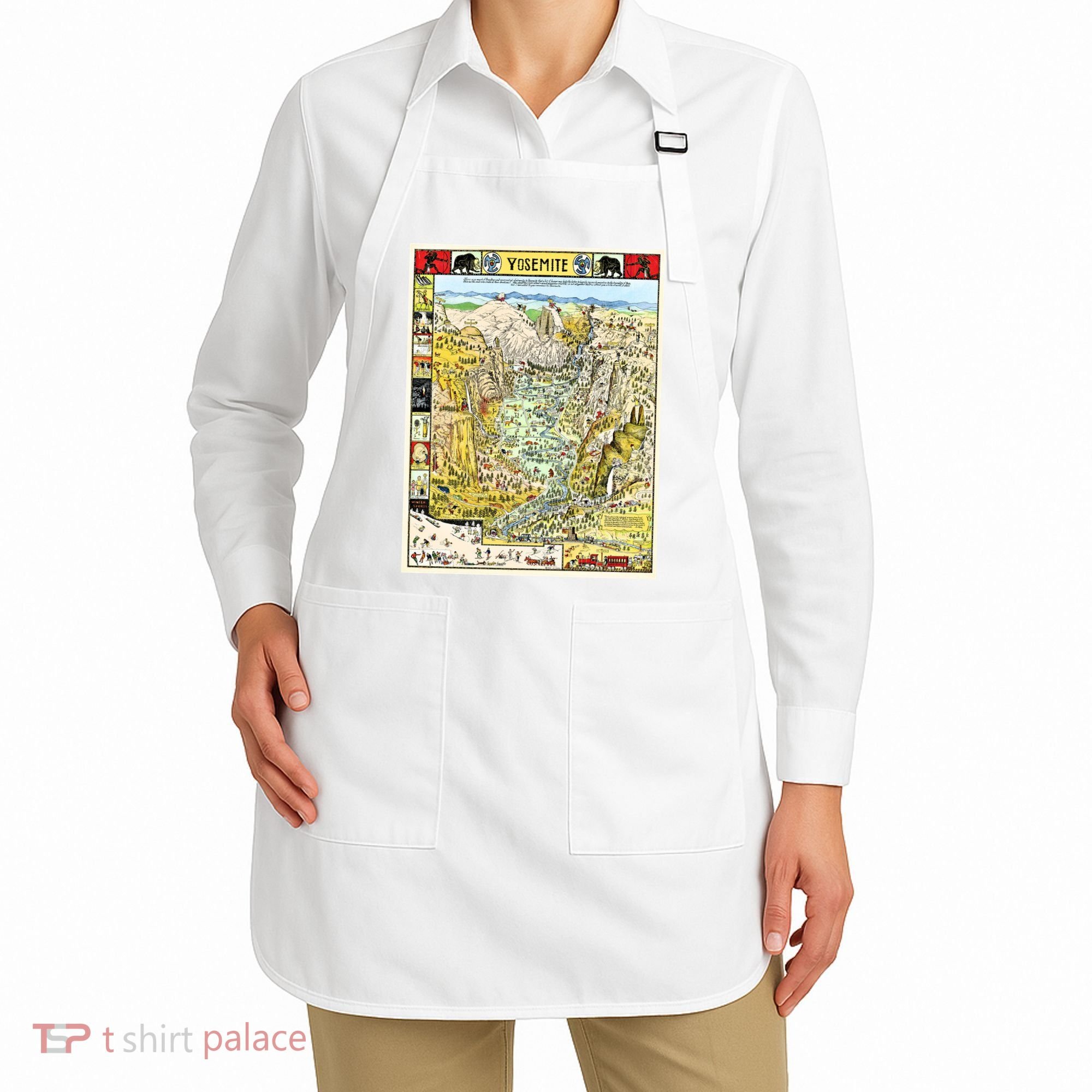 Yosemite National Park 1931 Decorative Pictorial Map Apron