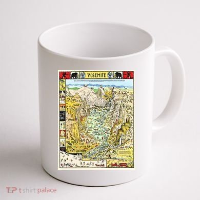 Yosemite National Park 1931 Decorative Pictorial Map Coffee Mug back