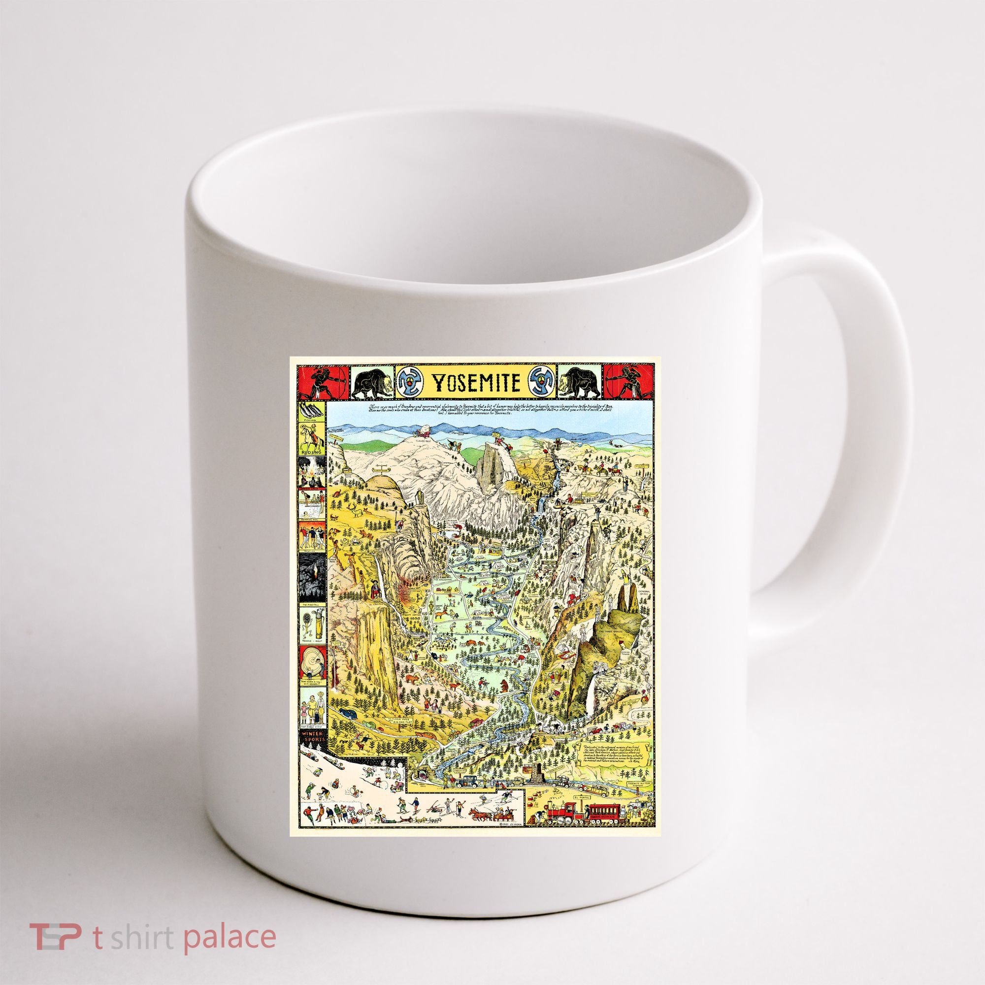 Yosemite National Park 1931 Decorative Pictorial Map Coffee Mug