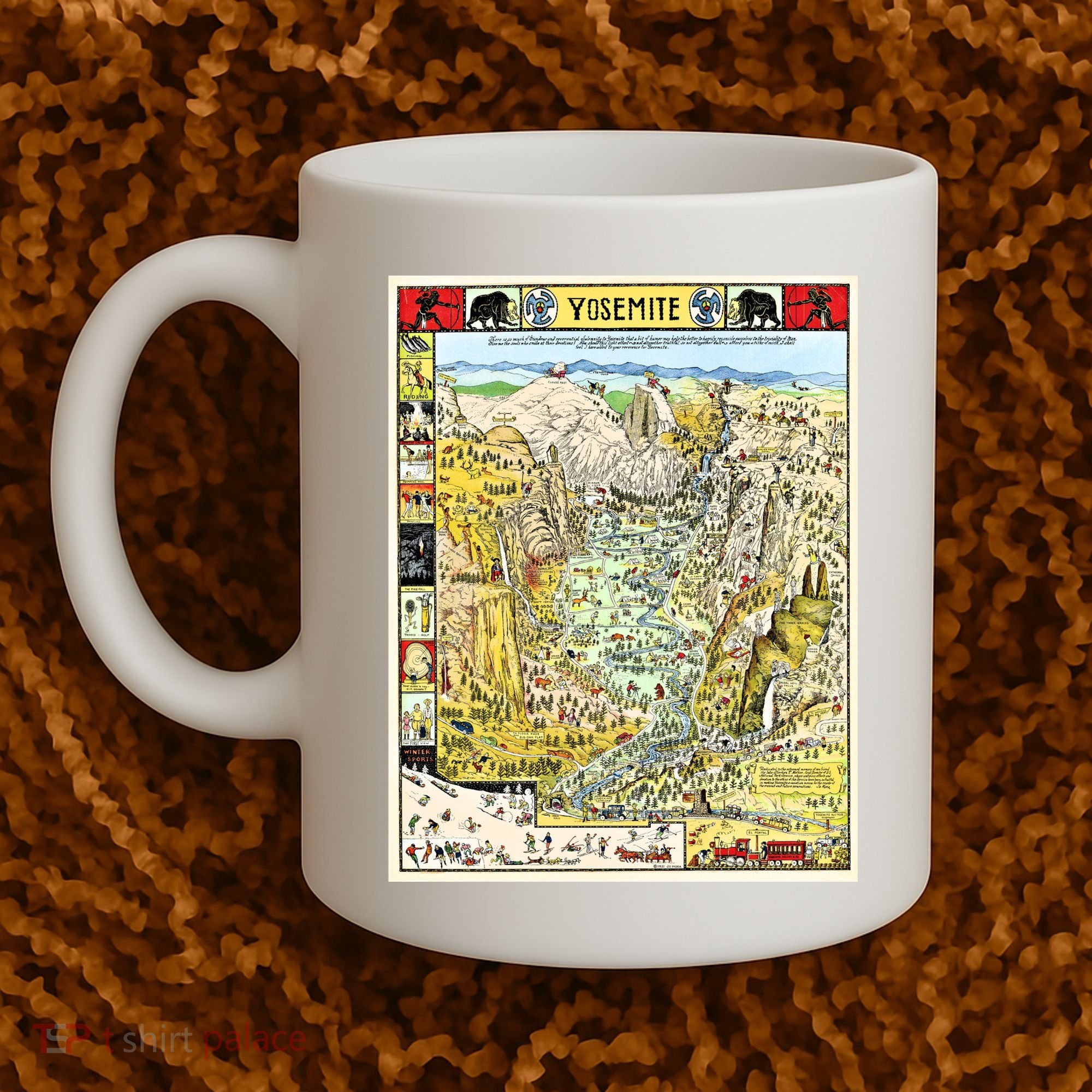 Yosemite National Park 1931 Decorative Pictorial Map Coffee Mug