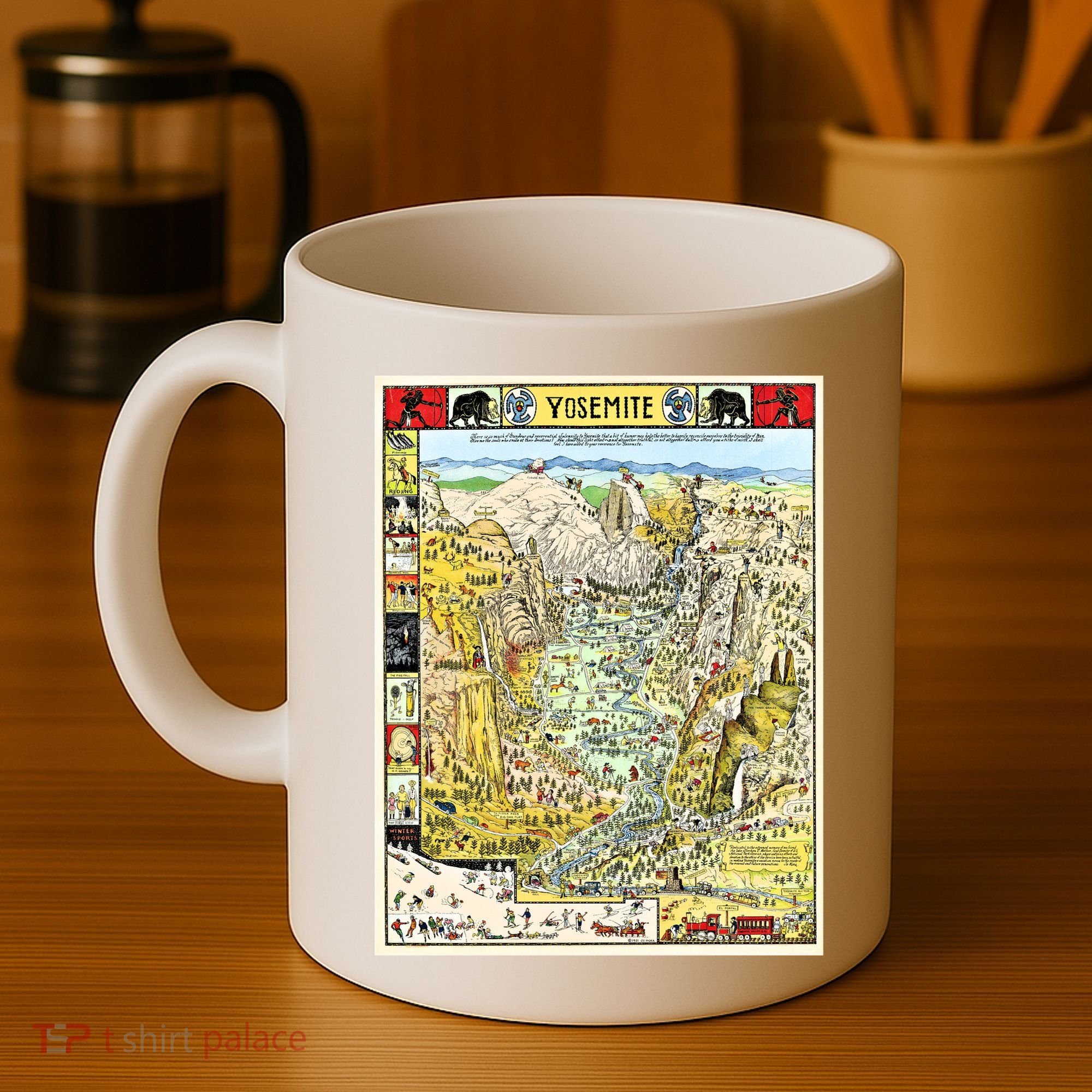 Yosemite National Park 1931 Decorative Pictorial Map Coffee Mug