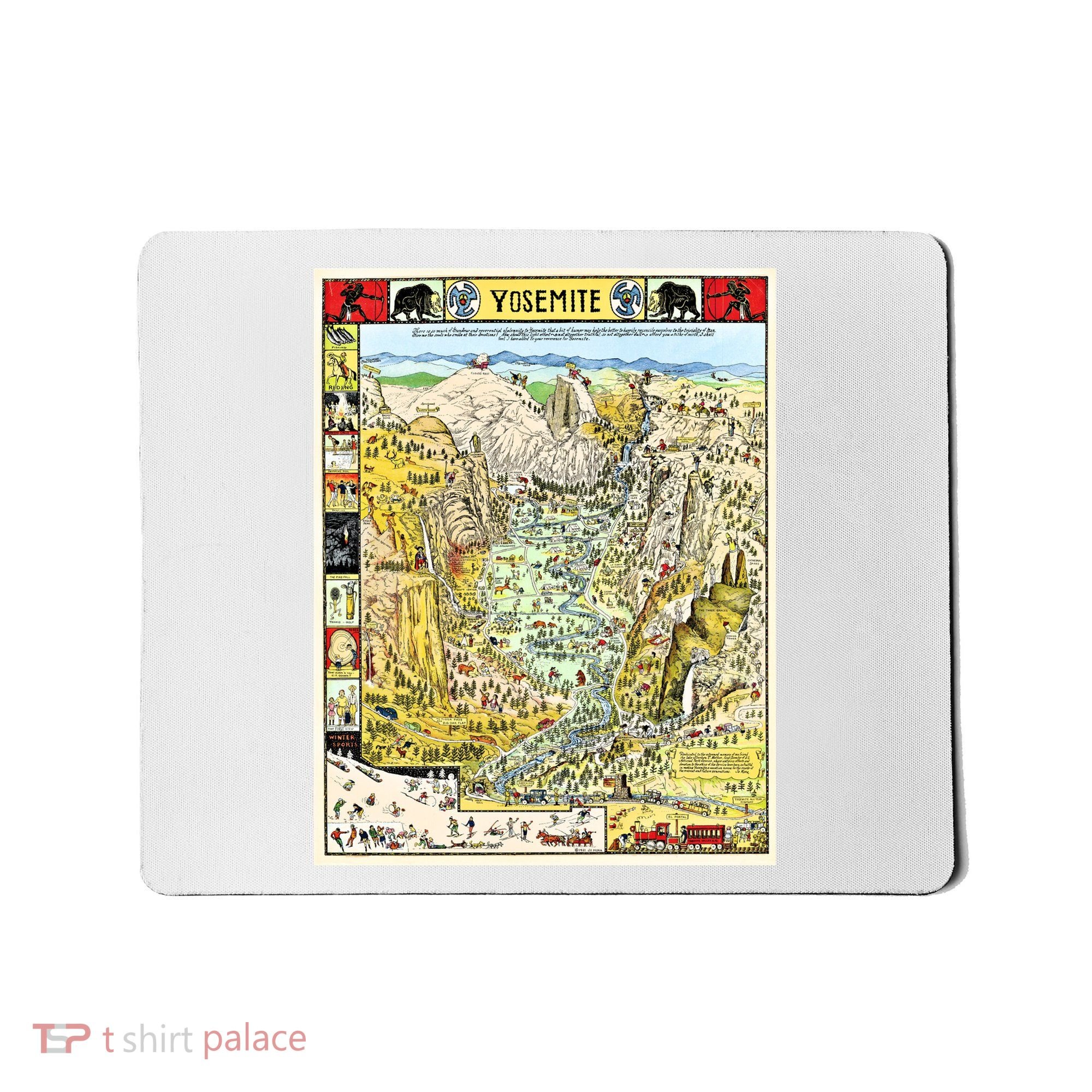 Yosemite National Park 1931 Decorative Pictorial Map Mousepad