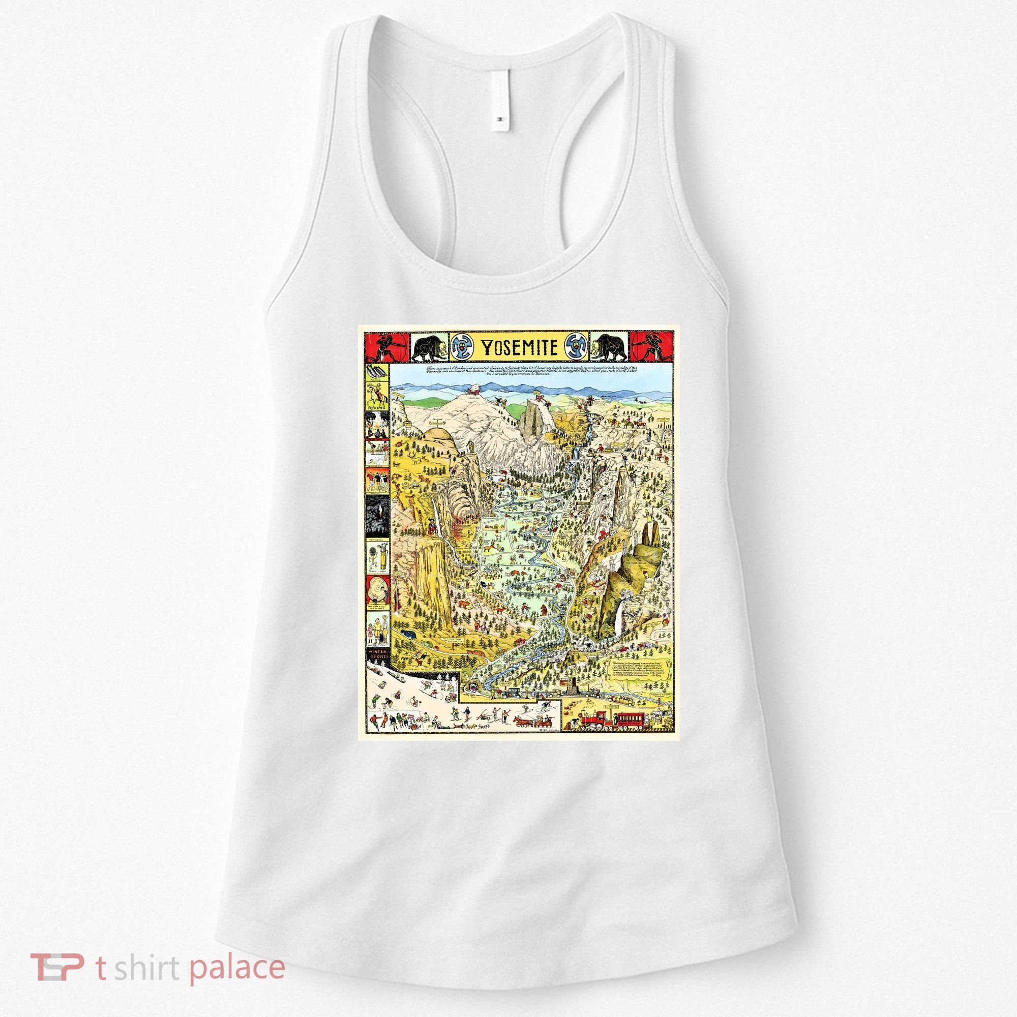 Yosemite National Park 1931 Decorative Pictorial Map Women's Tank Top