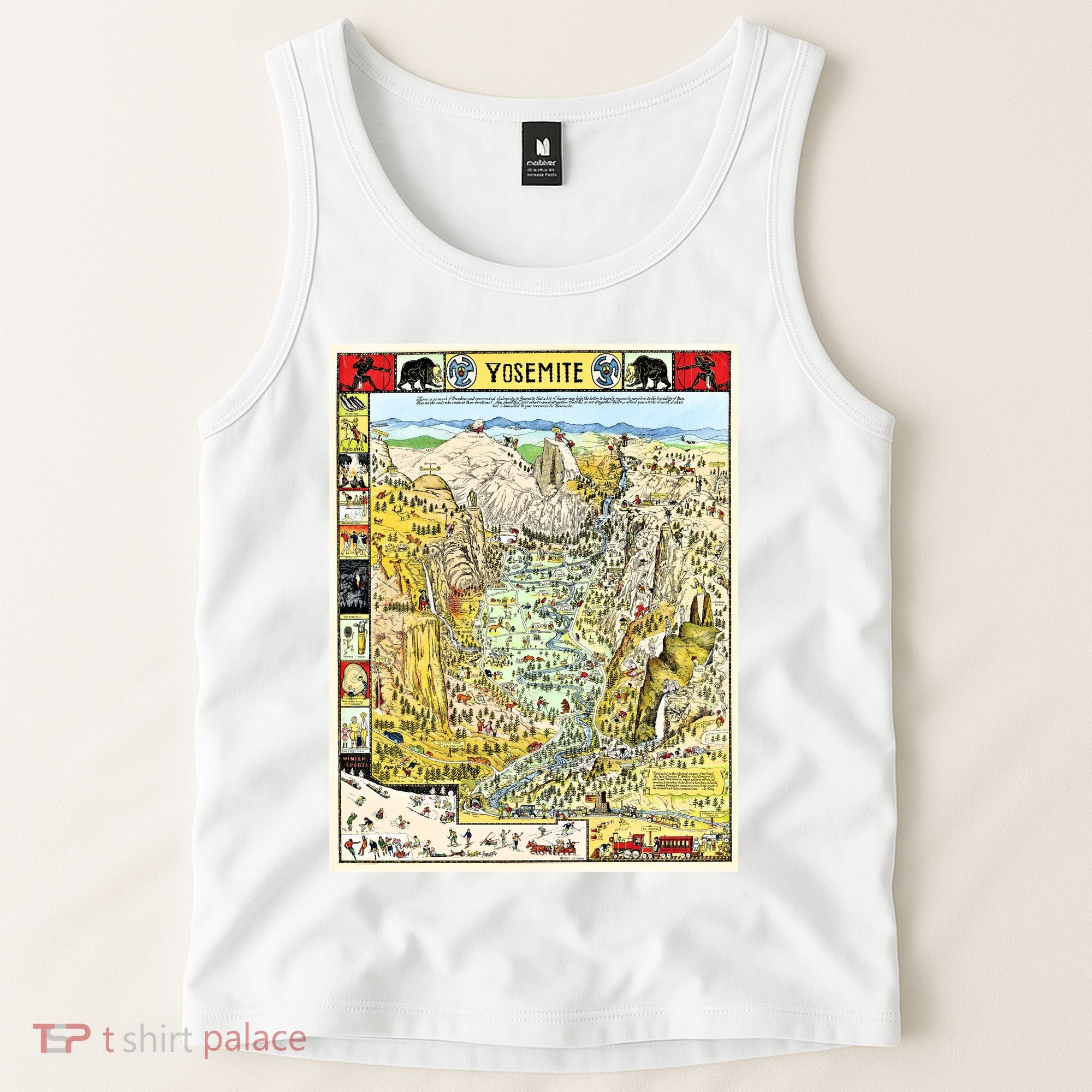 Yosemite National Park 1931 Decorative Pictorial Map Tank Top