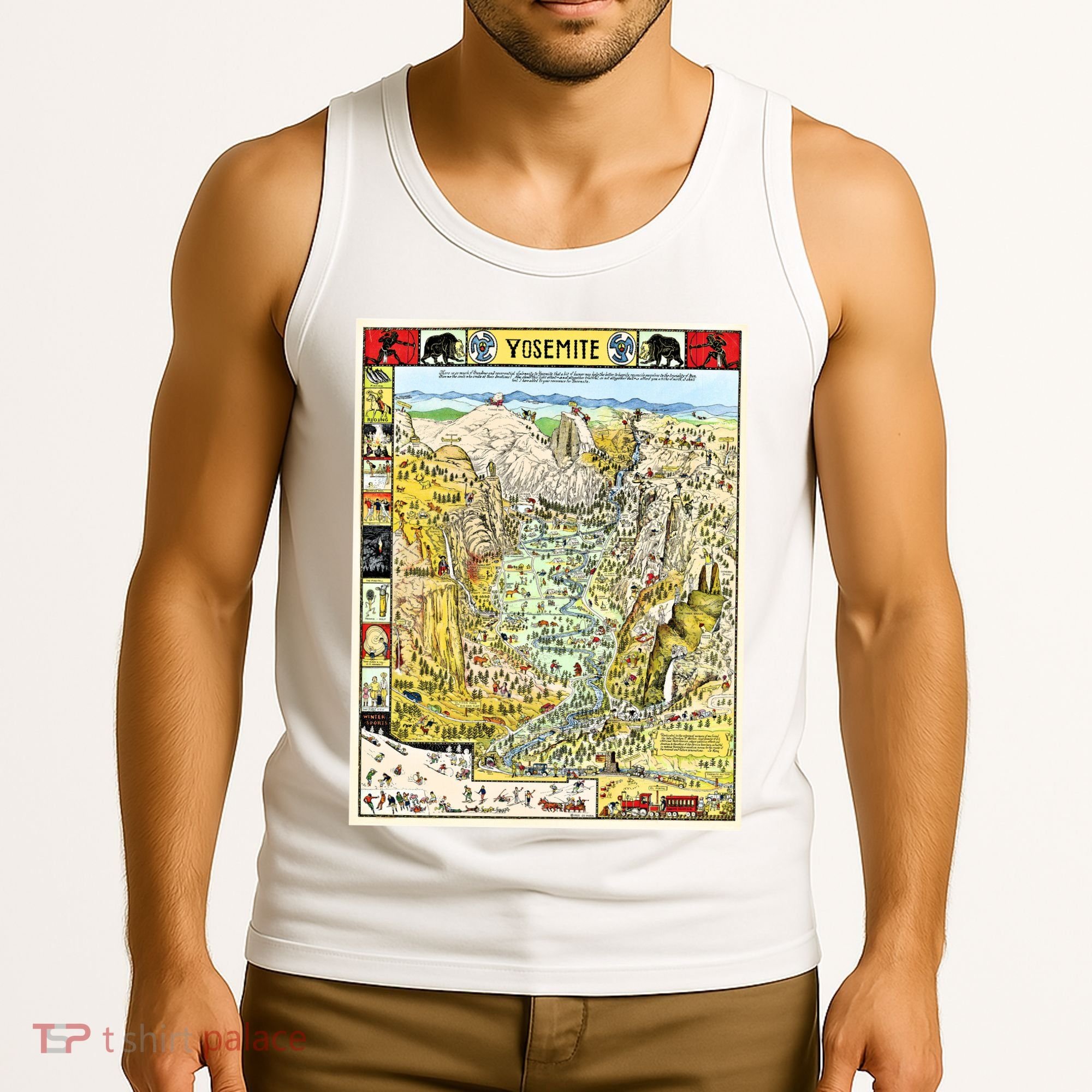 Yosemite National Park 1931 Decorative Pictorial Map Tank Top