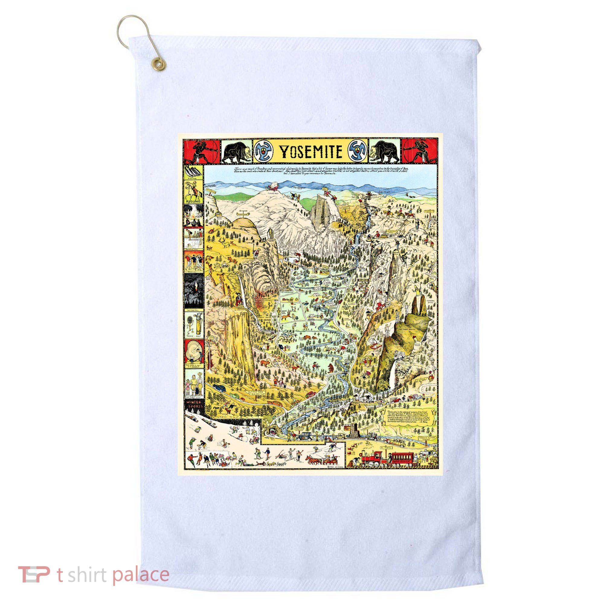 Yosemite National Park 1931 Decorative Pictorial Map Golf Towel