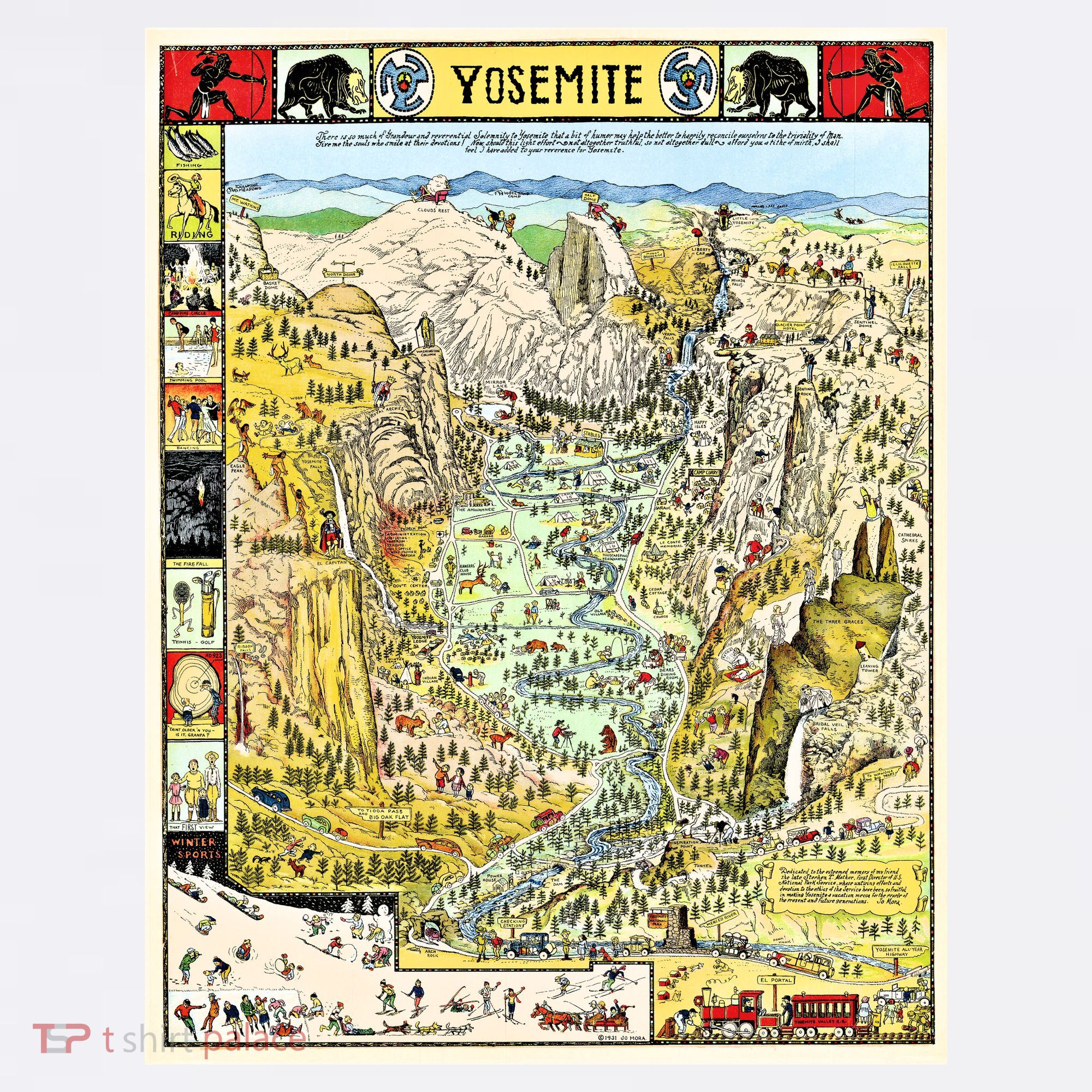 Yosemite National Park 1931 Decorative Pictorial Map Golf Towel
