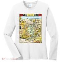Yosemite National Park 1931 Decorative Pictorial Map Women's Long Sleeve Shirt thumb 0