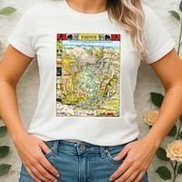 Yosemite National Park 1931 Decorative Pictorial Map Women's T-Shirt thumb 2