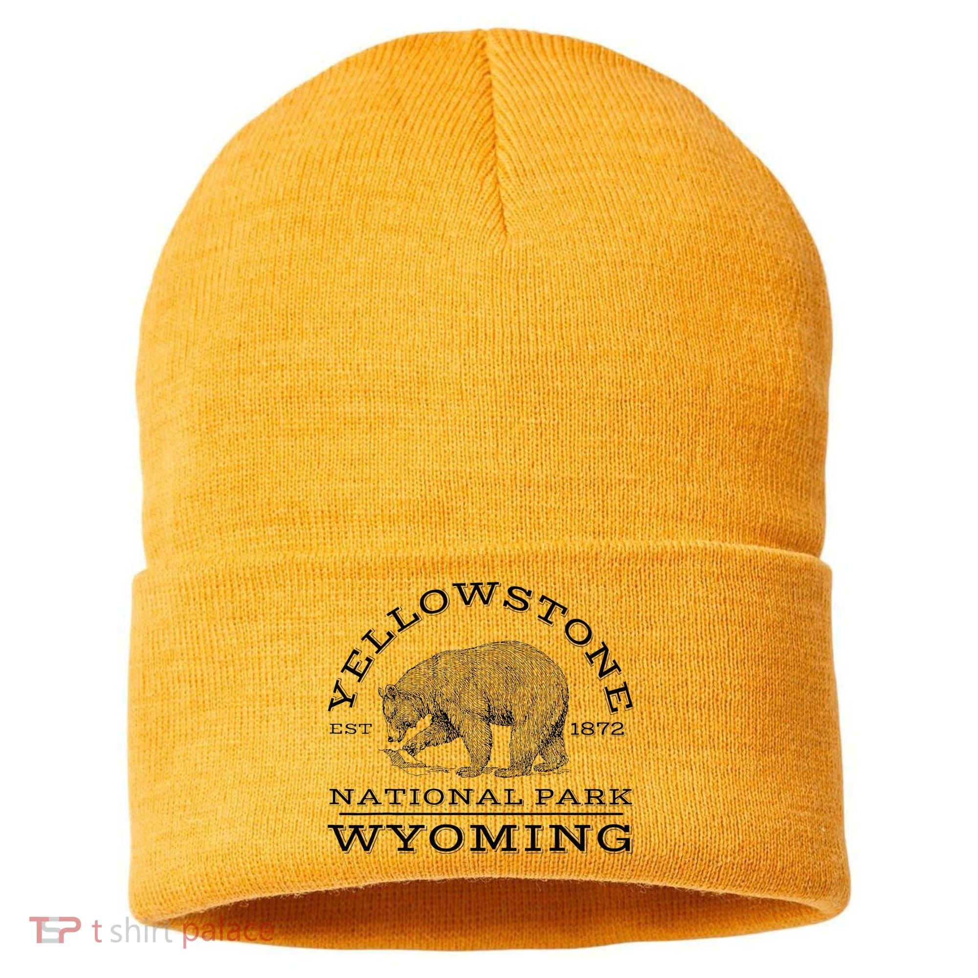 Yellowstone National Park Bear Wyoming Hike Outdoors Sustainable Knit Beanie