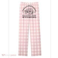 Yellowstone National Park Bear Wyoming Hike Outdoors Women's Flannel Plaid Pajama Pants thumb 0