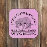 Yellowstone National Park Bear Wyoming Hike Outdoors Coaster thumb 0