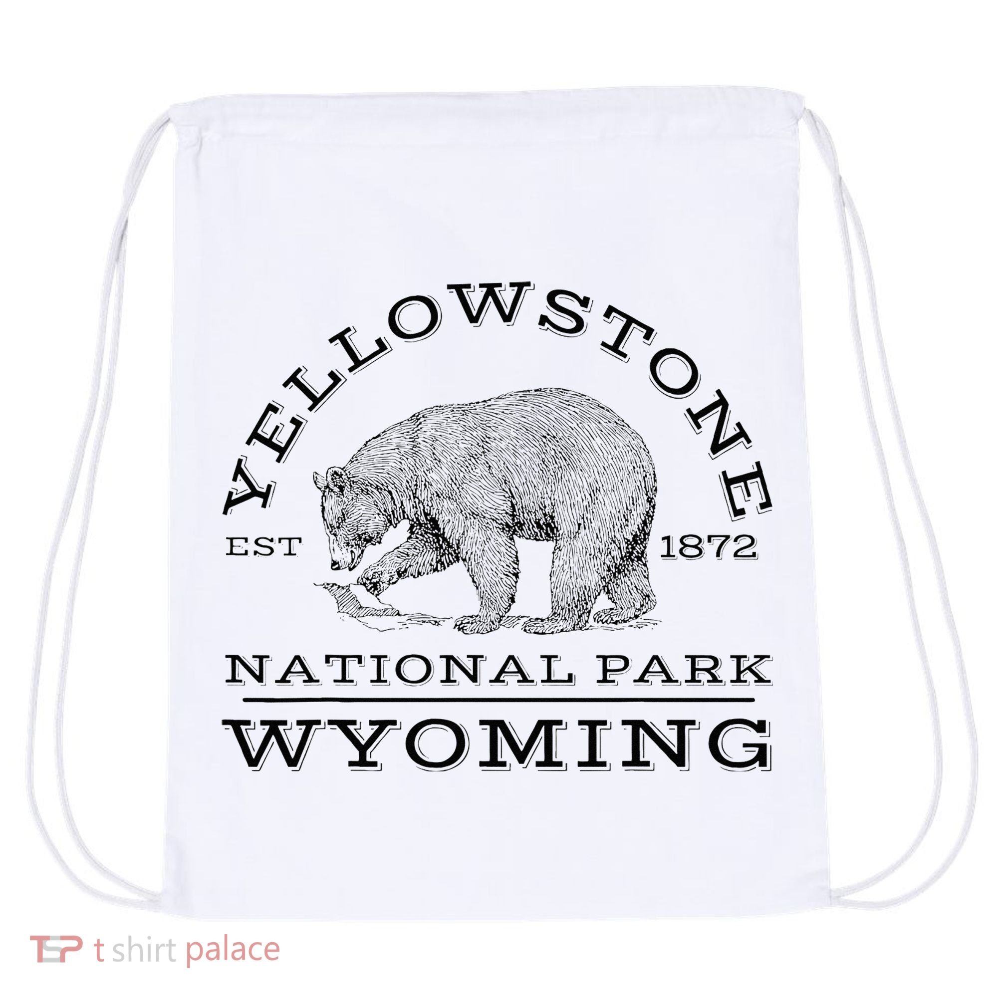 Yellowstone National Park Bear Wyoming Hike Outdoors Drawstring Bag