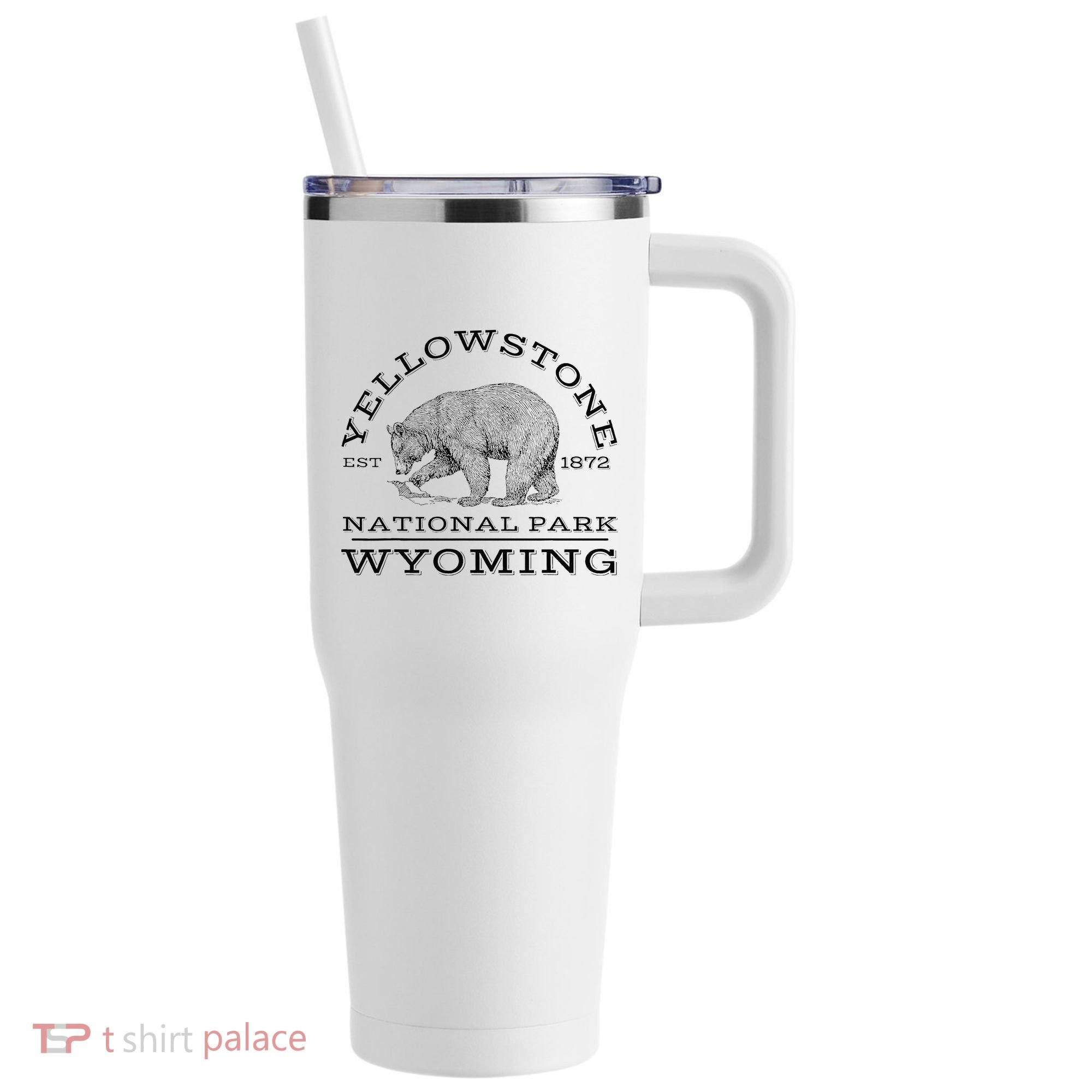 Yellowstone National Park Bear Wyoming Hike Outdoors 40oz Vacuum Insulated Stainless Steel Travel Tumbler