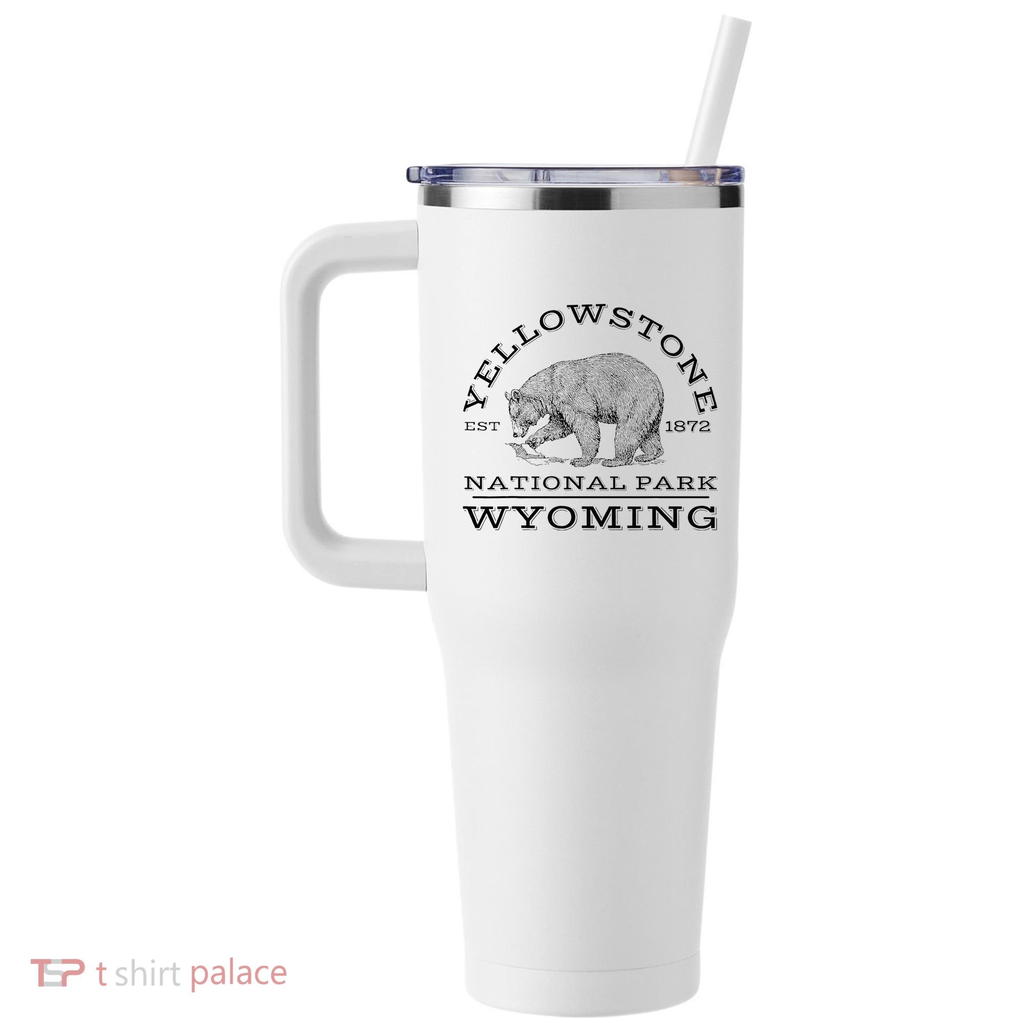 Yellowstone National Park Bear Wyoming Hike Outdoors 40oz Vacuum Insulated Stainless Steel Travel Tumbler