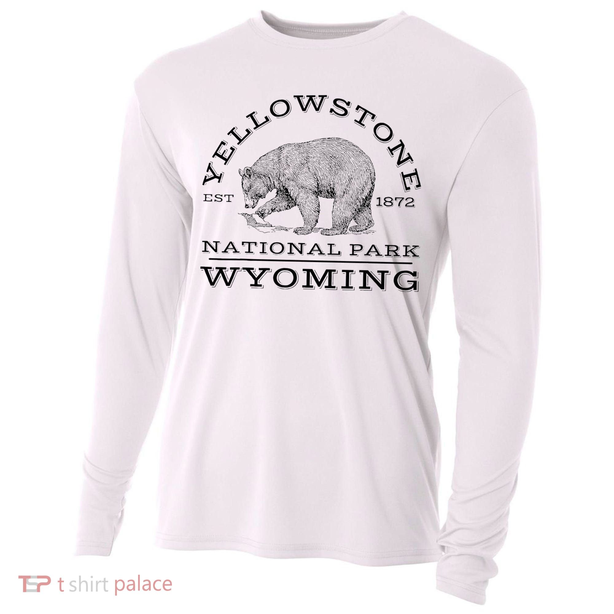 Yellowstone National Park Bear Wyoming Hike Outdoors Cooling Performance Long Sleeve Crew