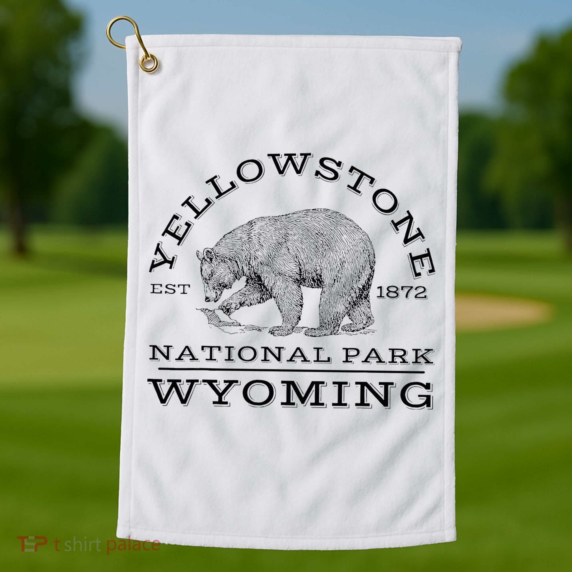 Yellowstone National Park Bear Wyoming Hike Outdoors Golf Towel
