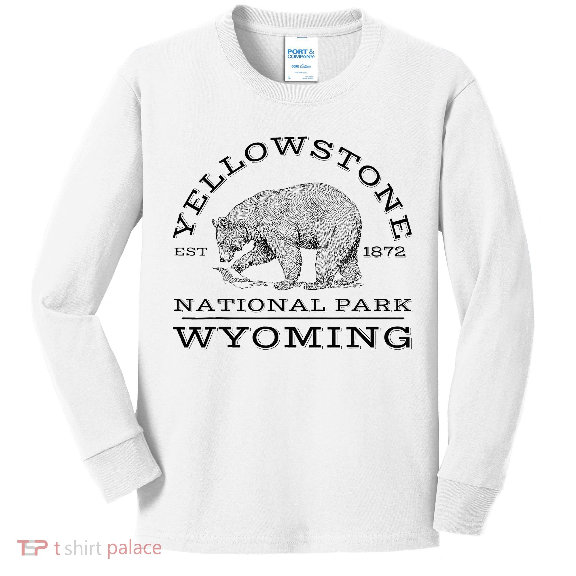 Yellowstone National Park Bear Wyoming Hike Outdoors Kids Long Sleeve Shirt