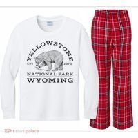 Yellowstone National Park Bear Wyoming Hike Outdoors Kids Long Sleeve Plaid Pajama Set thumb 0