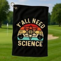 YAll Need Science Retro Teacher Student Funny Nerd Science Golf Towel thumb 1