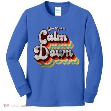You Need To Calm Down Classic Retro Vintage Pride 80’s Gift Kids Long Sleeve Shirt