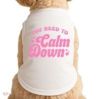 You Need To Calm Down Groovy Retro Cute Funny Doggie Tank thumb 0