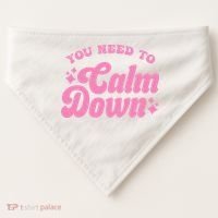 You Need To Calm Down Groovy Retro Cute Funny USA-Made Doggie Bandana thumb 0