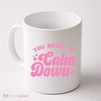 You Need To Calm Down Groovy Retro Cute Funny Coffee Mug thumb 0