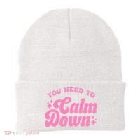 You Need To Calm Down Groovy Retro Cute Funny Beanie thumb 0