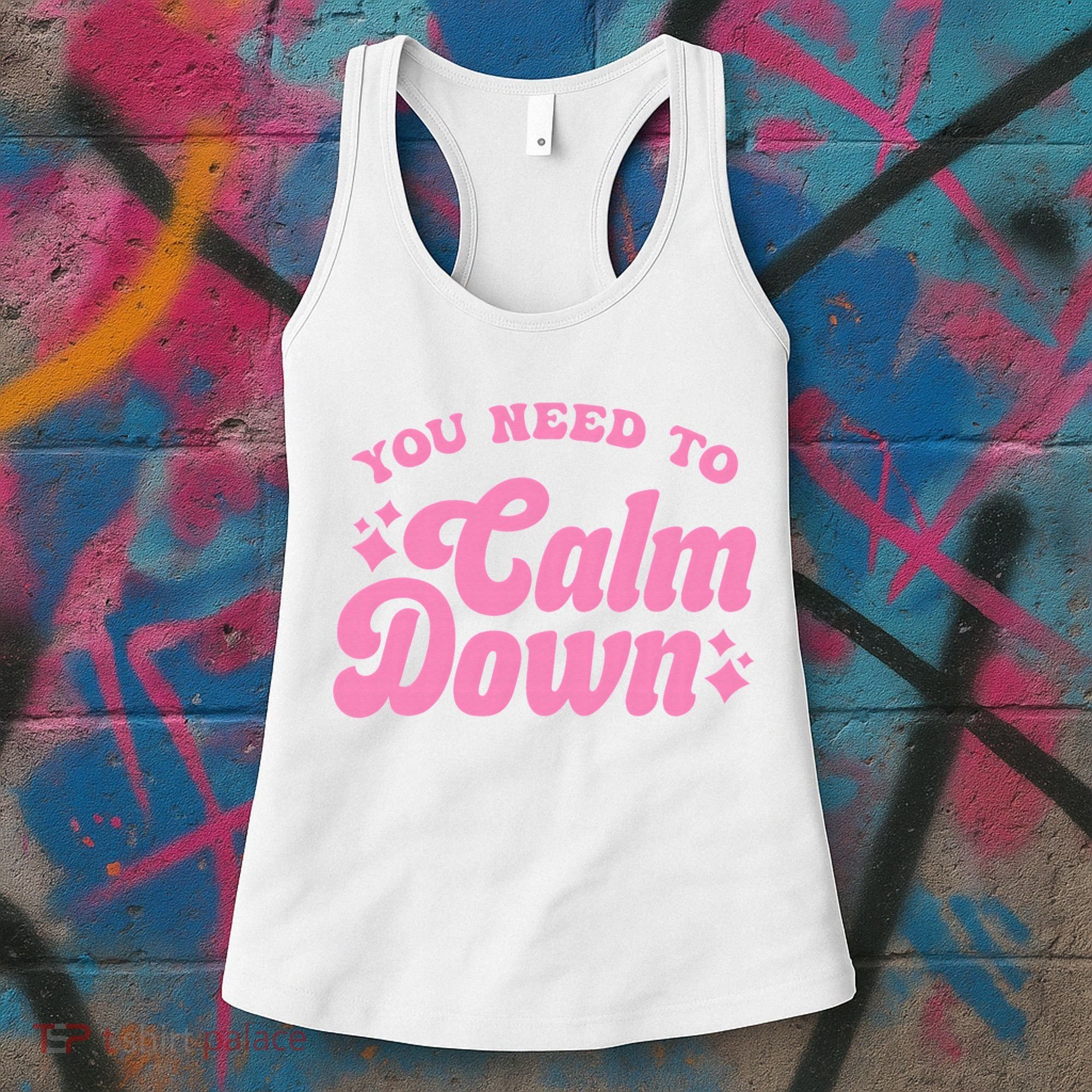 You Need To Calm Down Groovy Retro Cute Funny Women's Tank Top