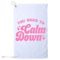 You Need To Calm Down Groovy Retro Cute Funny Golf Towel thumb 0